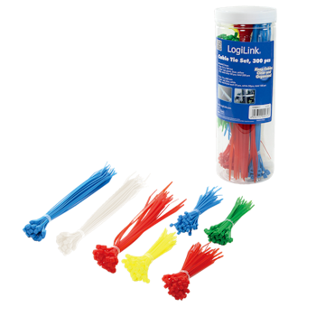 LOGILINK KAB0017 Cable tie set, PA66, 300 pcs., mixed color, different lengths