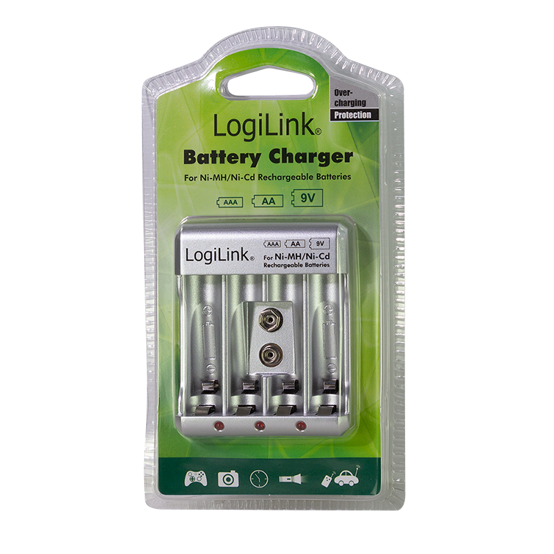 LOGILINK Battery charger for Ni-MH/Ni-Cd AA/AAA/9V accumulators