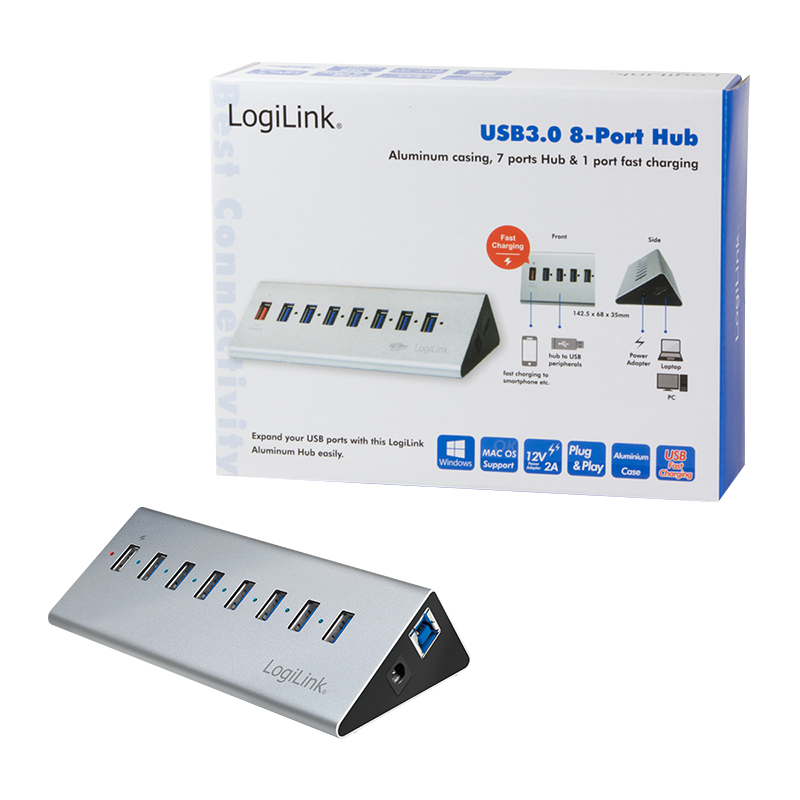 LOGILINK USB 3.0 High Speed hub 7-port + 1x Fast Charging port