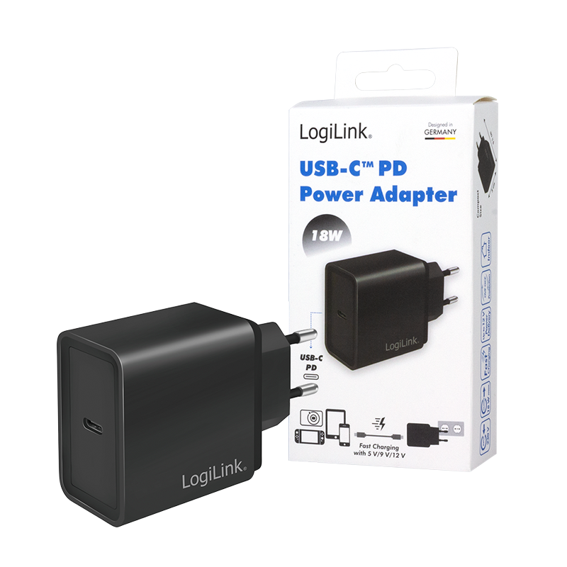 LOGILINK USB strømadapter, 1x USB-C Port (PD), 18 W