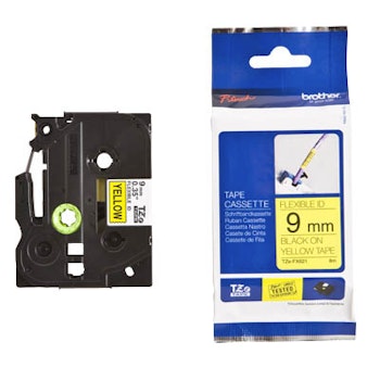 Brother TZE-FX621 FLEXIBLE ID / tape 9mm svart/gul