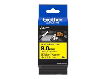 Brother HSe-621E - Svart på gul - Rull (0,9 cm x 1,5 m) 1 kassett(er) hengeboks - varmekrympetape - for P-Touch PT-D800W, PT-E300, PT-E300VP, PT-E55