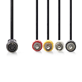 DIN kabel 5pin hun til 4x RCA han