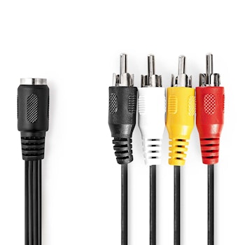 DIN kabel 5pin hun til 4x RCA han