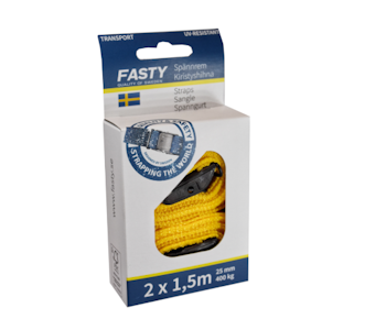 FASTY Pakkestropp 1,5m x 25mm 2pack GUL 400kg