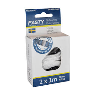 FASTY Pakkestropp 1m x 25mm 2pack Hvit 400kg