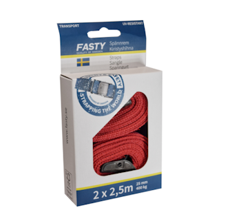 FASTY Pakkestropp 2,5m x 25mm 2pack Rød 400kg
