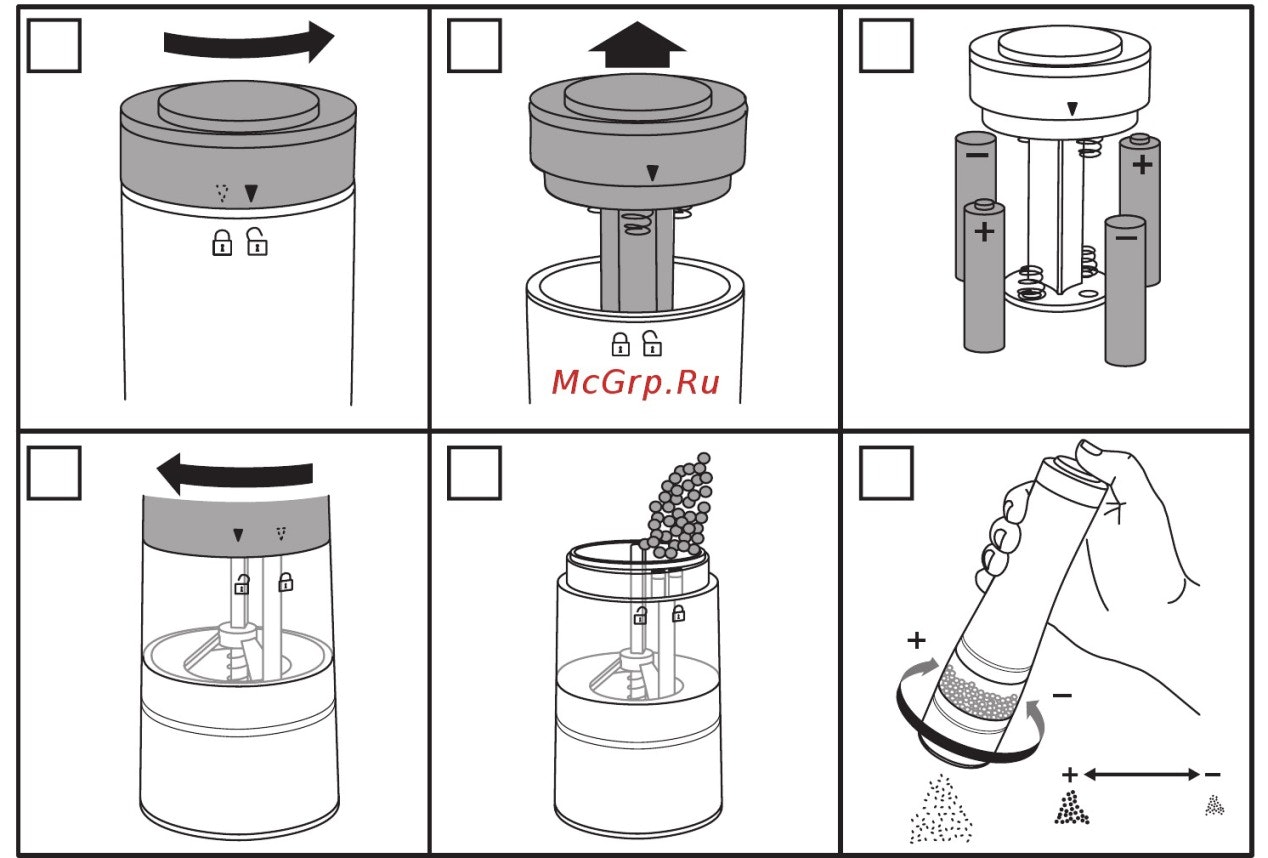 Salt og pepper kvern Russel Hobbs batteridrevet Sort