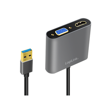 USB 3.0 til HDMI eller VGA 1080p, sort, 0.1 m