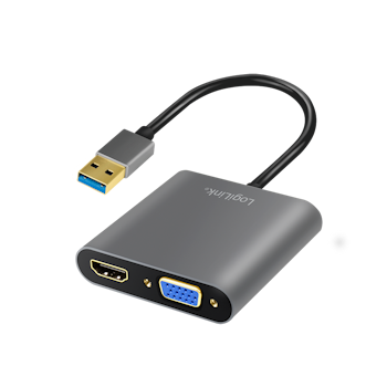 USB 3.0 til HDMI eller VGA 1080p, sort, 0.1 m