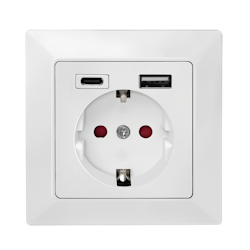 LOGILINK Veggkontakt med USB Wall outlet, 1x CEE 7/3, 1x USB-A, 1x USB-C