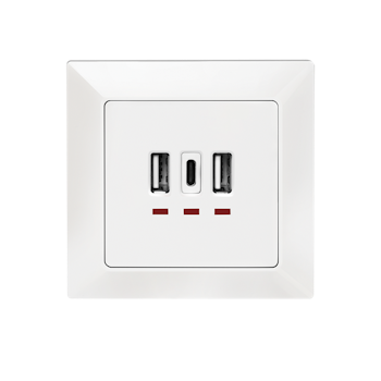LOGILINK Innfelt Veggkontakt med 2x USB og 1x USB-C