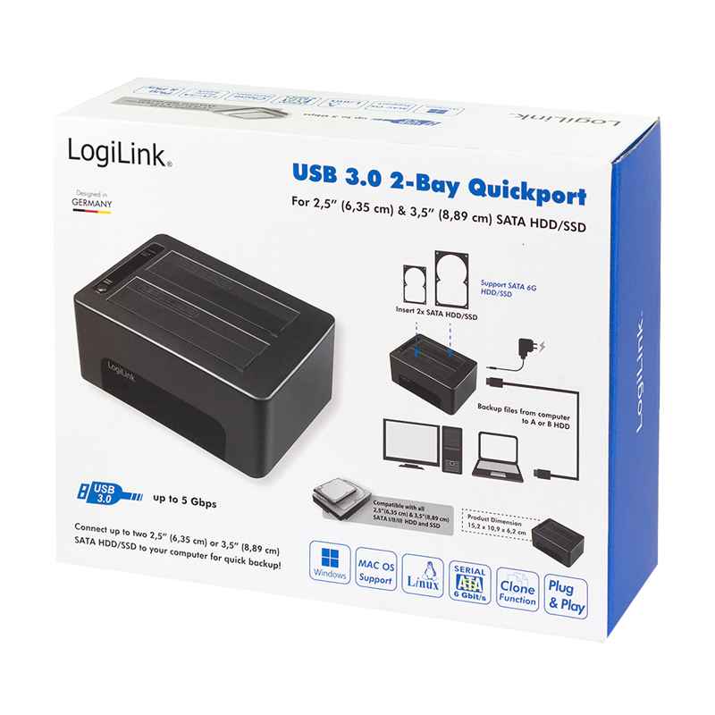 LOGILINK 2-bay Docking for 2.5” or 3.5” SATA HDD / SSD