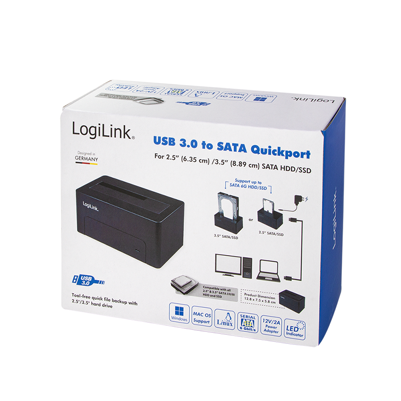 LOGILINK 1-bay Docking for 2.5” or 3.5” SATA HDD / SSD