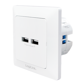 Logilink Vegguttak med 2x USB A kontakter