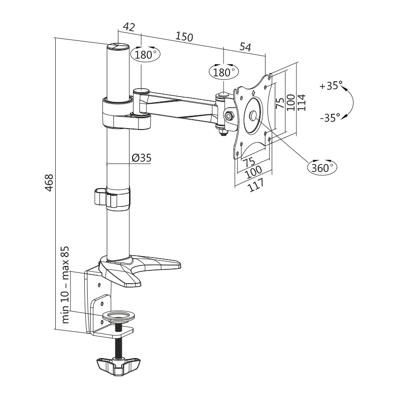 LOGILINK bordfeste for 13–27" skjermer / tv, aluminum, arm length: 246 mm