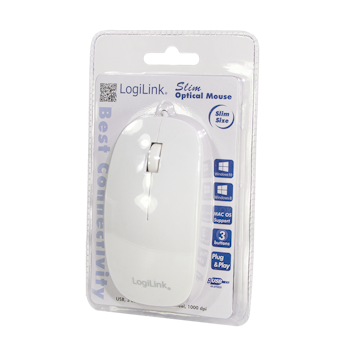 LOGILINK optisk kablet usb mus hvit