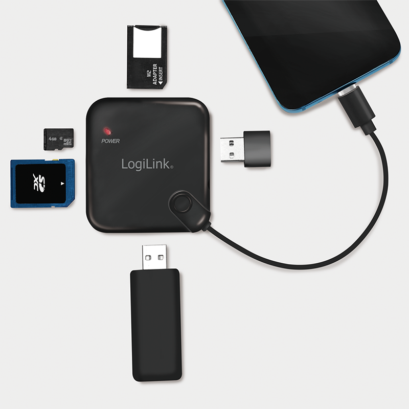 LOGILINK USB-C OTG Multifunction USB hub and card reader