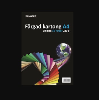Büngers Farget papir A4 220g 10 ark assortert farger