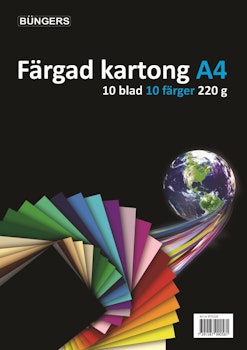 Büngers Farget papir A4 220g 10 ark assortert farger