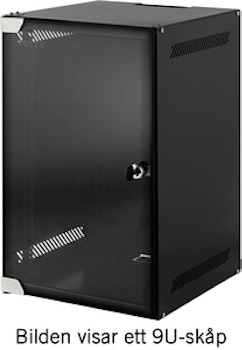 TOTEN 10"veggskap, leveres umontert, 12U, 280x310, glassdør, svart