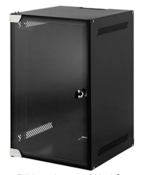 TOTEN 10"veggskap, leveres umontert, 12U, 280x310, glassdør, svart