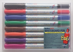 Artline Whiteboardpenn 541T 2i1 Sett med 8 farger