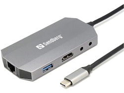 USB-C 6-in1 Travel Dock med nettverk, HDMI, USB