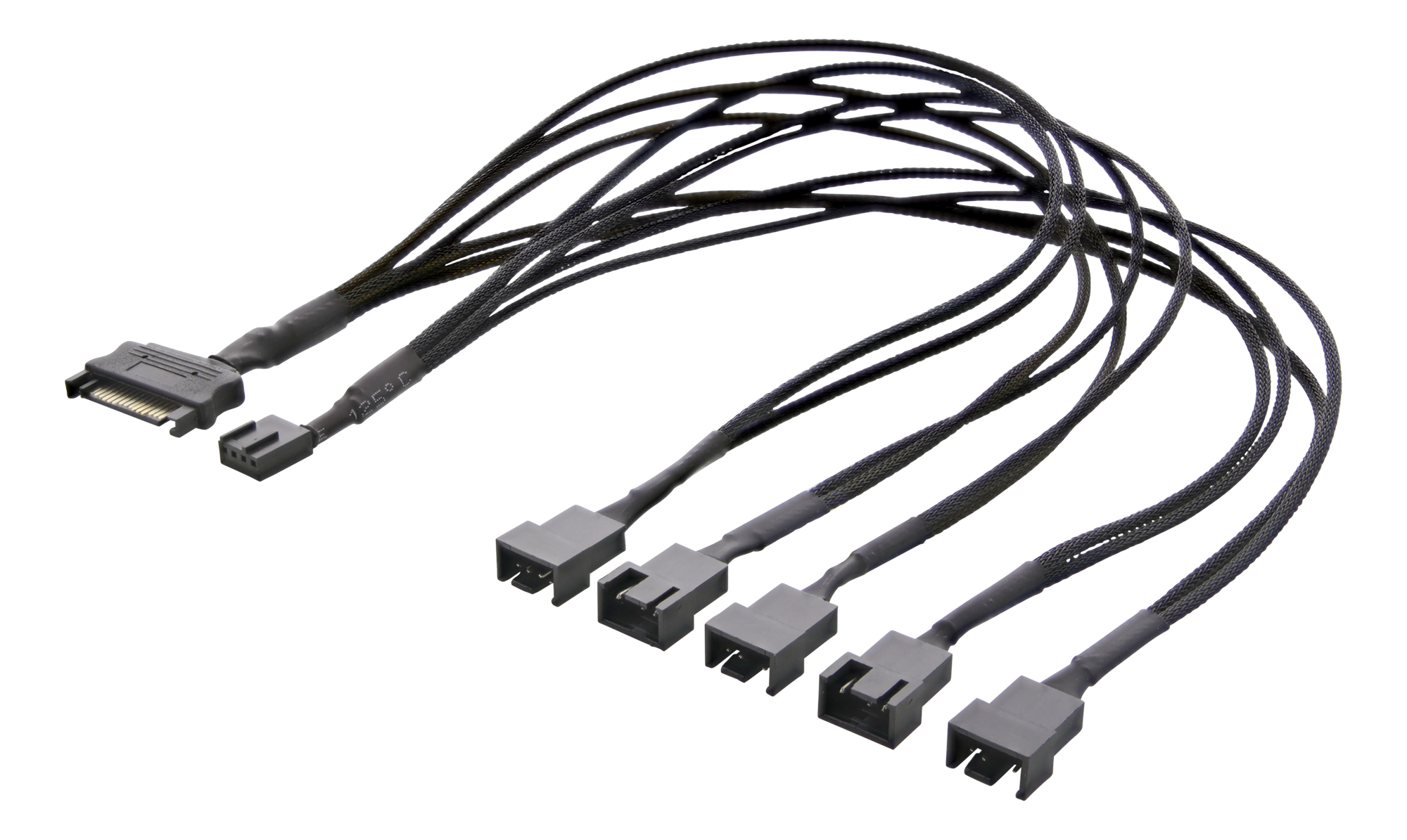 Splitter for PWM fans, 4-pin to 5x4-pin fe, SATA power