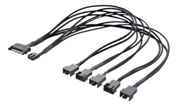 Splitter for PWM vifter | 4-pin til 5x4-pin | SATA strøm | 45cm