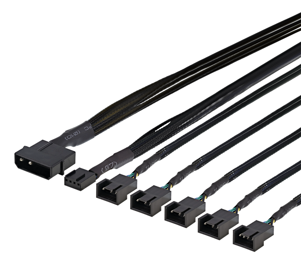 Splitter for PWM fans, 4-pin to 5x4-pin fe, Molex power