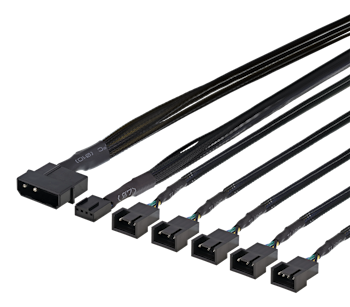 Splitter for PWM vifter | 4-pin til 5x4-pin | Molex strøm | 45cm