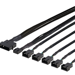 Splitter for PWM fans, 4-pin to 5x4-pin fe, Molex power