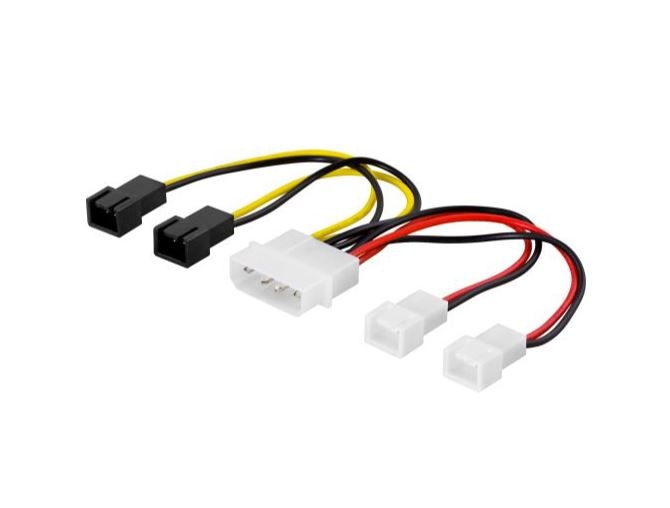 Adapter cable for fans, 4-pin to 4x3-pin