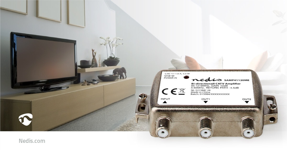 CATV forsterker 12 dB | 85 - 1218 MHz  2 utganger