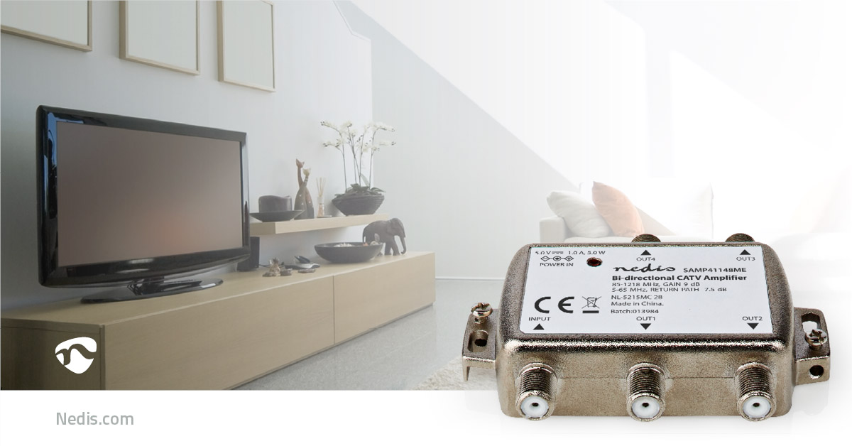 CATV forsterker 9 dB | 85 - 1218 MHz | Antall utganger 4