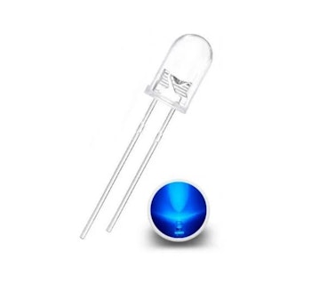 LED Diode 5mm klar Blå farge signallampe 12V 30° 1560MCD