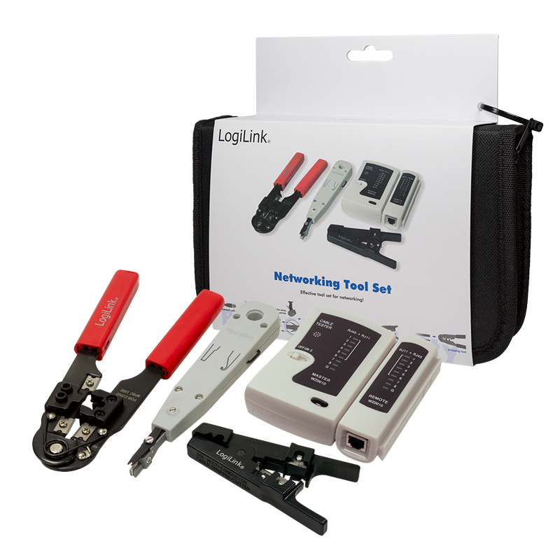 LOGILINK Networking tool set, 4 parts, with bag / Nettverkskit