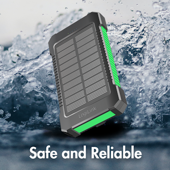 LOGILINK 8000 mAh powerbank m/Solcelle med LED lommelykt