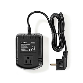 Strøm omformer / konverter 230VAC til 110VAC | 100 W | Jordet kontakt | Sort