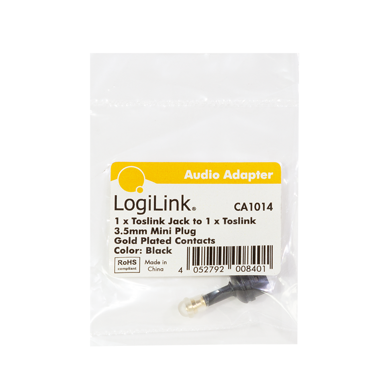 LOGILINK Lydadapter, Mini-Toslink/M til Mini-Toslink/F, svart