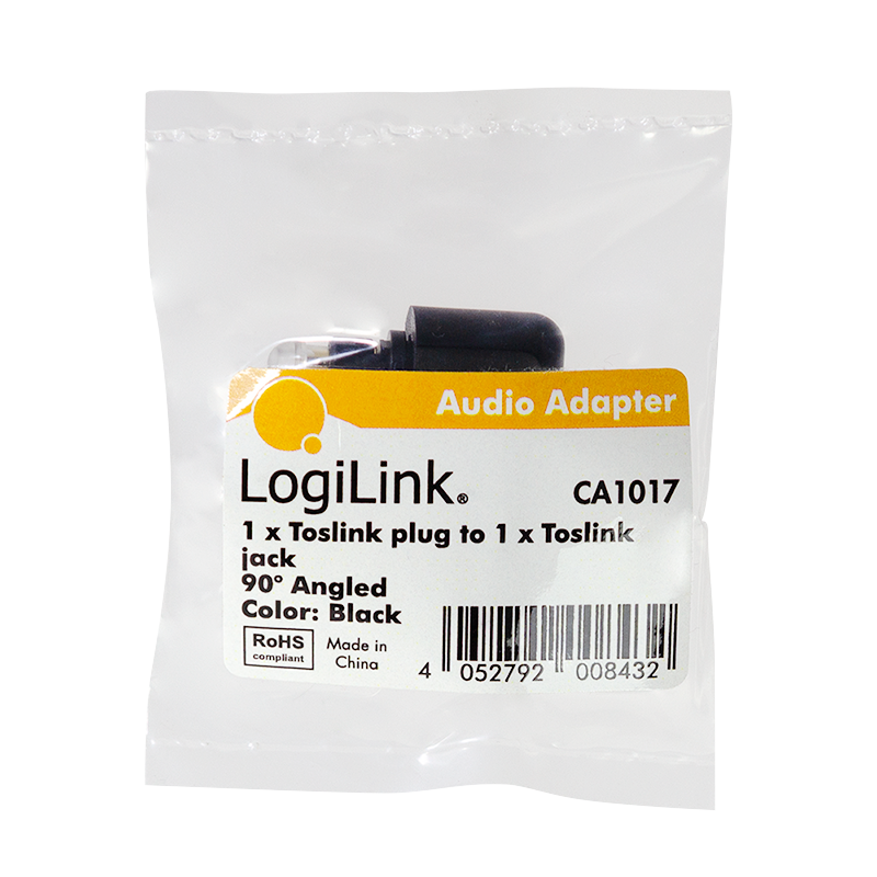 LOGILINK Lydadapter (90°), Toslink/M til Toslink/F, svart