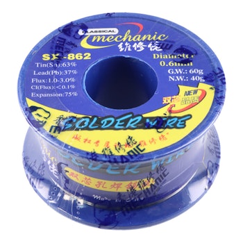 SX862 Loddetinn (Double Rosin Hole Solder wire) 60 g | 0.6mm | Smeltepunkt 183℃
