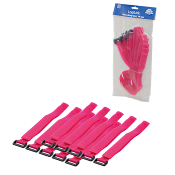 LOGILINK Buntebånd (borrelås), PA66, 10 stk, rosa, B: 20​​mm, L: 500mm
