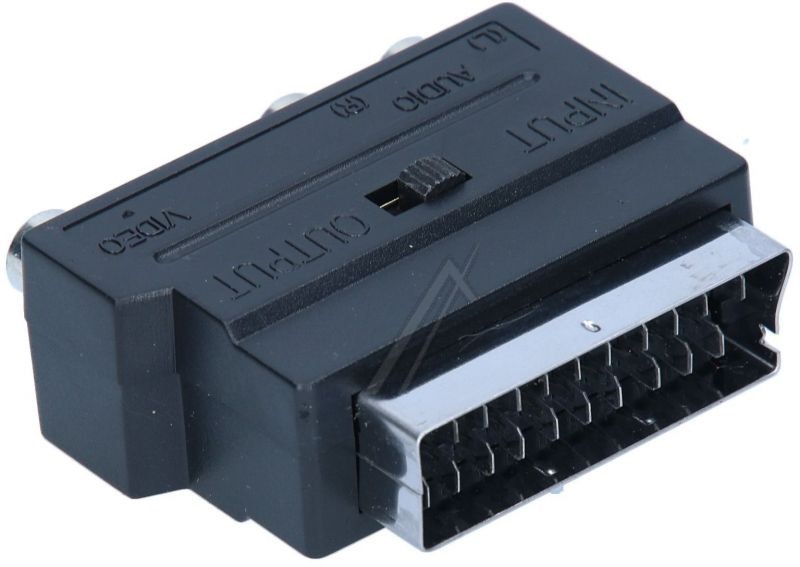 Scart adapter - Scart han til 3x RCA hun - Med signalvender