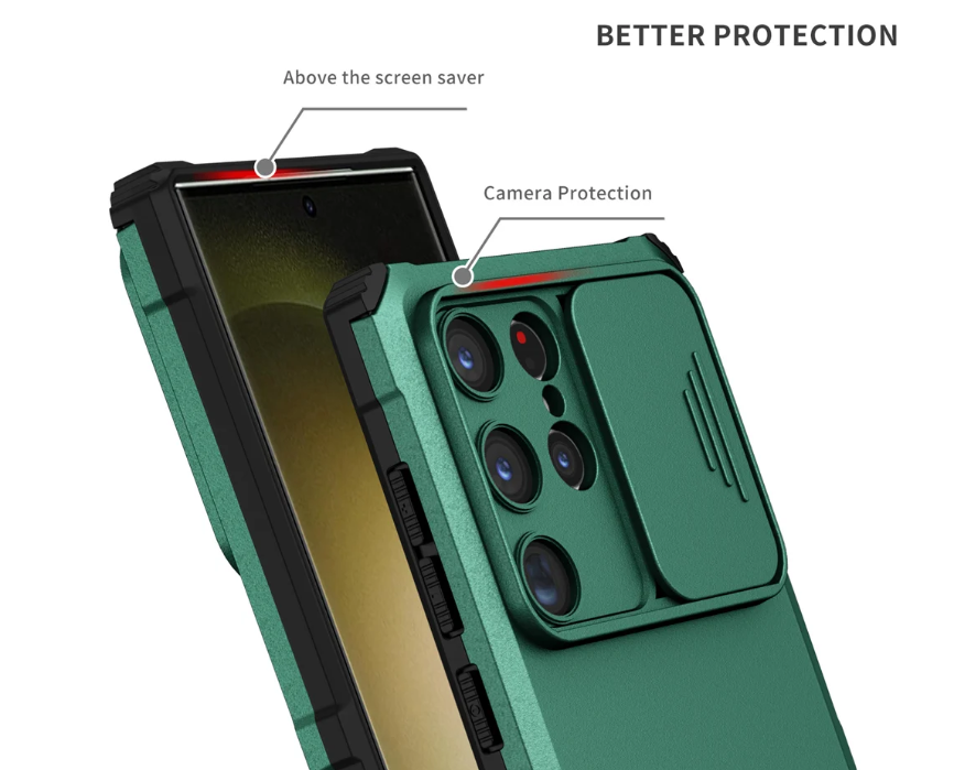 Samsung S23 Sort deksel som beskytter telefon/kamera
