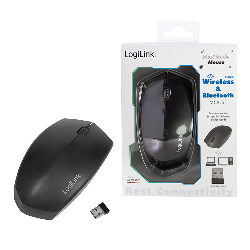 LOGILINK Ergonomisk trådløs og Bluetooth-mus, 2,4 GHz, 1200 dpi - ITSHOP