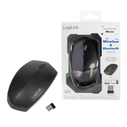 LOGILINK Ergonomisk trådløs og Bluetooth-mus, 2,4 GHz, 1200 dpi