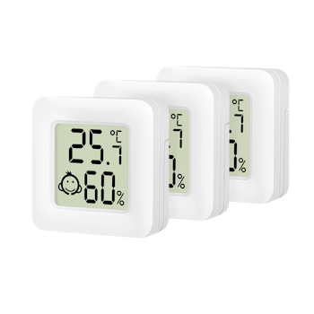 LOGILINK termo-hygrometer (sett med 3), med komfortnivå emoji-display, hvit