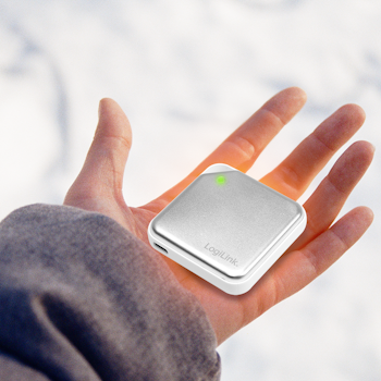 LOGILINK Mini håndvarmer, 2000 mAh, varmende på begge sider, med lommelykt, hvit